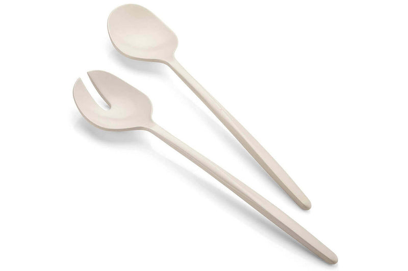 Couverts à salade blancs Guzzini Tierra en bouteilles recyclées 28cm