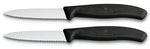 2 Couteaux d'office Victorinox noirs lame à dents 8cm pointe milieu