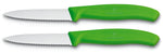 2 Couteaux d'office Victorinox verts lame à dents 8cm pointe milieu