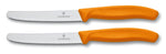 2 couteaux de table Victorinox oranges lames crantées 11cm bout rond