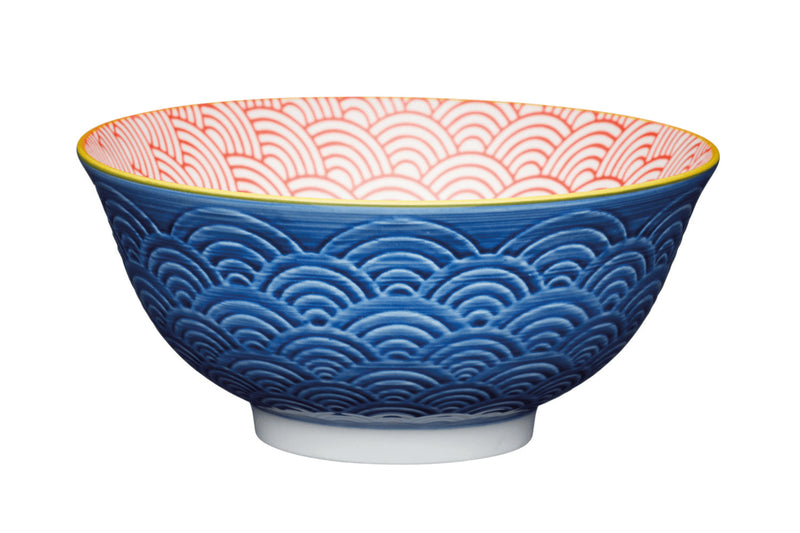 Bol en grès émaillé KitchenCraft motif arc bleu et rouge