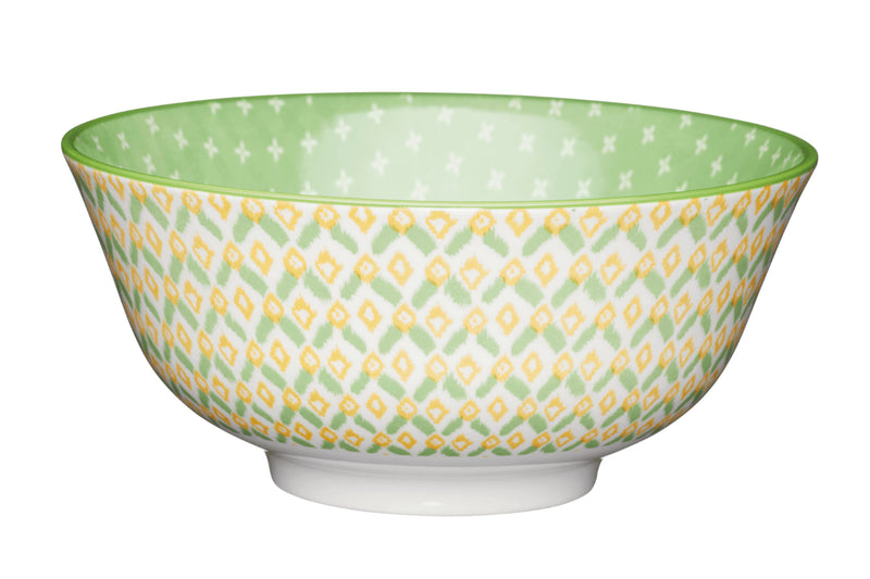 Bol en grès émaillé KitchenCraft motif géométrique vert et jaune