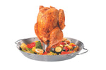 Rôtissoire à poulet et wok pour légumes Gefu en acier inox et poignée en bois diamètre 36cm
