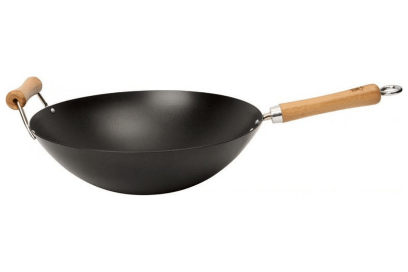 Wok antiadhérent Dexam avec 2 poignées en acier au carbone pour 4 à 6 personnes diamètre 36cm