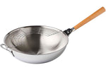 Wok Mastrad O'Wok Gourmet en acier inoxydable avec poignée amovible et grille