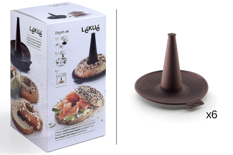Lot de 6 moules à bagel Lékué marron en silicone Platinum