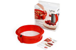 Moule à manqué démontable Lékué 23cm en silicone rouge + assiette en céramique