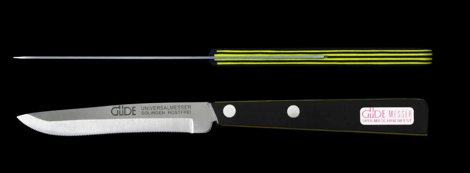 Couteau de table GÜDE Universel 10cm micro-denté manche noir/jaune