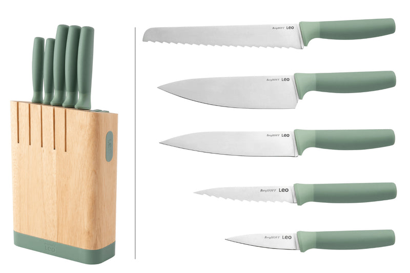 Bloc 5 couteaux Berghoff Forest Leo avec aiguiseur intégré