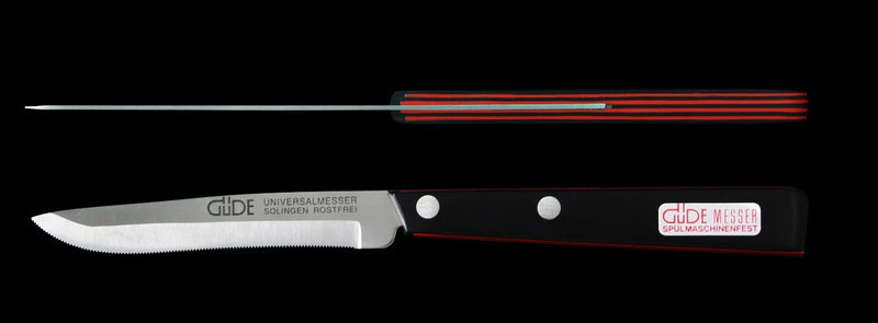 Couteau de table GÜDE Universel 10cm micro-denté manche noir/rouge