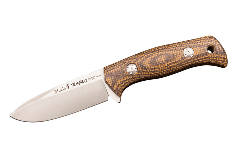 Couteau Muela Tuareg 10G 9334 lame 10cm manche en micarta jute marron et moutarde + étui en cuir