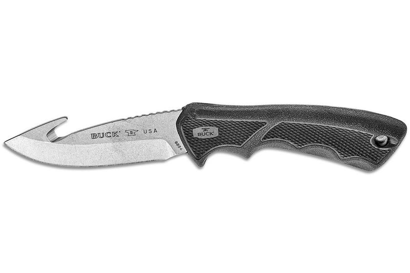Couteau Buck 685 Bucklite Max II Large Guthook 0685BKG lame 10,2cm manche caoutchouc noir + étui polyester