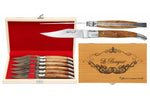 Coffret cadeau de 6 couteaux de table Le Bougna manches en Teck