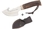 Couteau Muela Raccoon 9232 lame 8cm en inox manche en bois de cerf + étui en cuir
