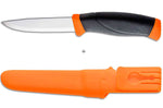 Couteau Mora Companion 11824 lame inox 10,4cm manche caoutchouc noir/orange + étui