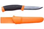 Couteau Mora Companion 11824 lame inox 10,4cm manche caoutchouc noir/orange + étui