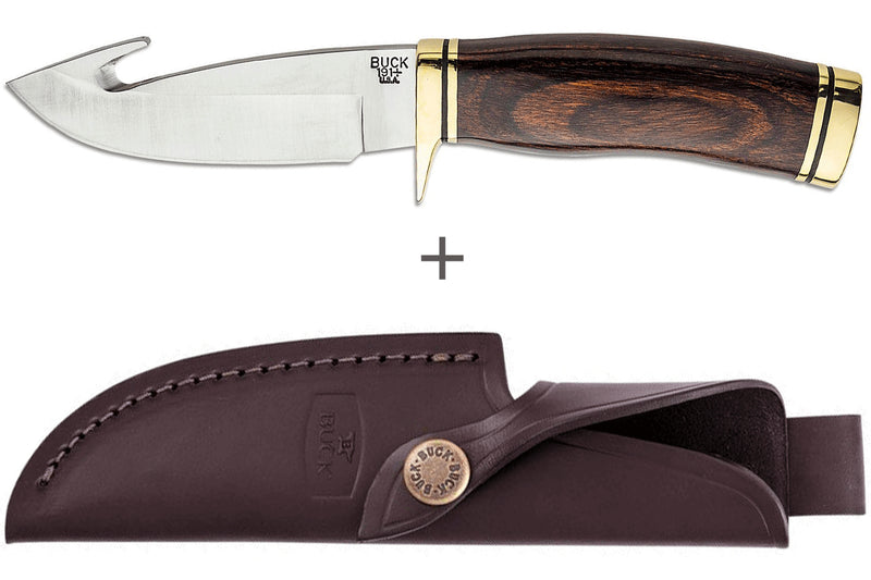Couteau Buck 191 Zipper 0191BRG lame guthook 10,5cm manche bois de noyer + étui cuir