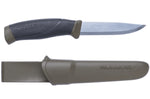 Couteau Mora Companion MG 11863 lame carbone 10,4cm manche caoutchouc noir/kaki + étui