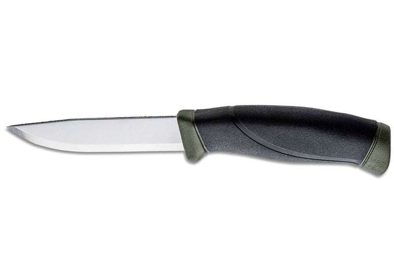 Couteau Mora Companion MG 11863 lame carbone 10,4cm manche caoutchouc noir/kaki + étui