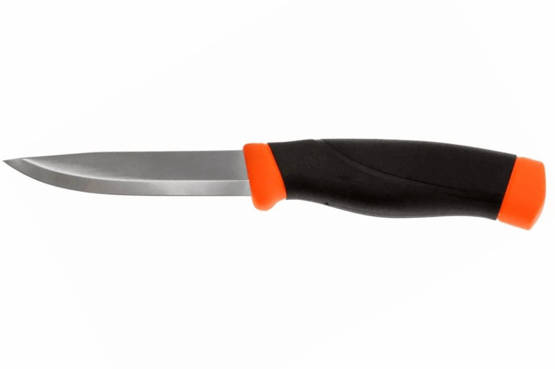 Couteau Mora Companion Heavy Duty F 12211 lame carbone 10,4cm manche caoutchouc noir/orange + étui