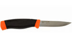Couteau Mora Companion Heavy Duty F 12211 lame carbone 10,4cm manche caoutchouc noir/orange + étui