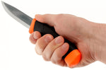 Couteau Mora Companion Heavy Duty F 12211 lame carbone 10,4cm manche caoutchouc noir/orange + étui