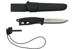 Couteau Mora Companion Spark 13567 lame inox 10,4cm manche caoutchouc noir avec pierre à feu + étui