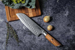 Couteau santoku Fukito Olive Damas alvéolé 14Cr 18cm