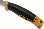 Couteau Mora Companion Spark 13573 lame inox 10,4cm manche caoutchouc jaune sable avec pierre à feu et cordon + étui