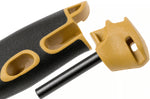 Couteau Mora Companion Spark 13573 lame inox 10,4cm manche caoutchouc jaune sable avec pierre à feu et cordon + étui
