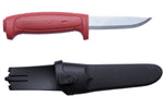 Couteau Mora Basic 511 12147 lame carbone 9,1cm manche polypropylène rouge + étui
