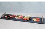 Plateau apéritif Artesà 60x15cm en ardoise et poignées cuivre