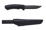 Couteau Mora Bushcraft 10791 lame noire carbone 10,9cm manche caoutchouc noir + étui