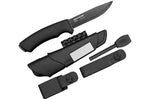 Couteau Mora Bushcraft Survival 11742 lame noire carbone 10,9cm manche caoutchouc noir avec allume feu + étui