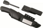 Couteau Mora Bushcraft Survival 11742 lame noire carbone 10,9cm manche caoutchouc noir avec allume feu + étui