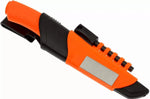 Couteau Mora Bushcraft Survival 12051 lame inox 10,9cm manche caoutchouc orange avec allume feu + étui