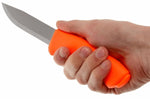 Couteau Mora Bushcraft Survival 12051 lame inox 10,9cm manche caoutchouc orange avec allume feu + étui