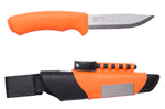 Couteau Mora Bushcraft Survival 12051 lame inox 10,9cm manche caoutchouc orange avec allume feu + étui