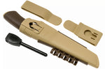 Couteau Mora Bushcraft Survival 13033 lame inox 10,9cm manche caoutchouc marron avec allume-feu + étui