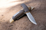 Couteau Mora Bushcraft Survival 13033 lame inox 10,9cm manche caoutchouc marron avec allume-feu + étui