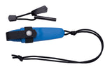 Petit couteau de poche Mora Eldris 12631 lame inox 5,9cm manche caoutchouc bleu avec allume-feu + étui