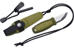 Petit couteau Mora Eldris 12633 lame inox 5,9cm manche caoutchouc vert + allume-feu + étui