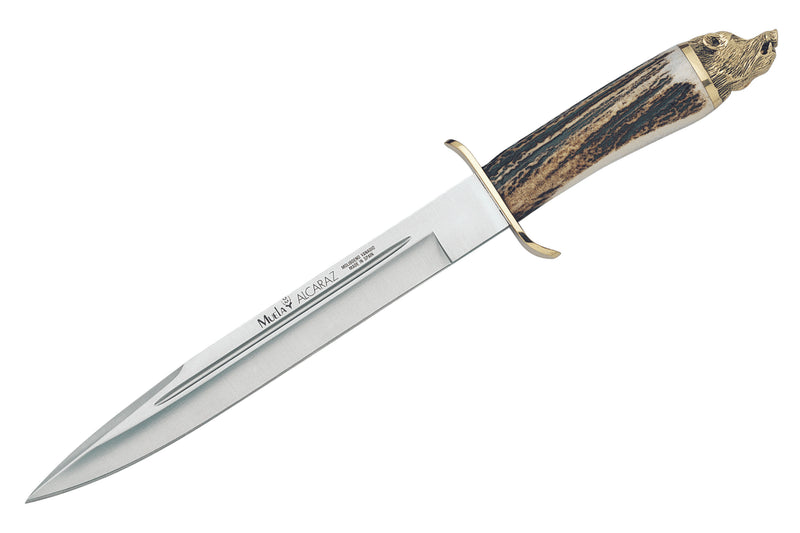 Couteau Muela Alcaraz 9214 lame en inox 26cm manche en bois de Cerf + étui en cuir