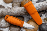 Couteau de poche Mora Eldris 13501 lame inox 5,9cm manche caoutchouc burnt orange + étui