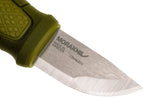 Petit couteau Mora Eldris 12633 lame inox 5,9cm manche caoutchouc vert + allume-feu + étui