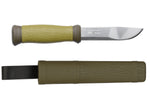 Couteau Mora 2000 10629 lame inox 10,9cm manche caoutchouc vert + étui