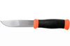 Couteau Mora 2000 12057 lame inox 10,9cm manche caoutchouc noir/orange + étui