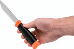 Couteau Mora 2000 12057 lame inox 10,9cm manche caoutchouc noir/orange + étui