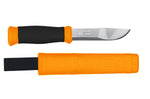 Couteau Mora 2000 12057 lame inox 10,9cm manche caoutchouc noir/orange + étui