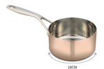 Casserole en cuivre inox droite Baumalu B'Chef poignée rivetée en fonte d'inox - 16cm